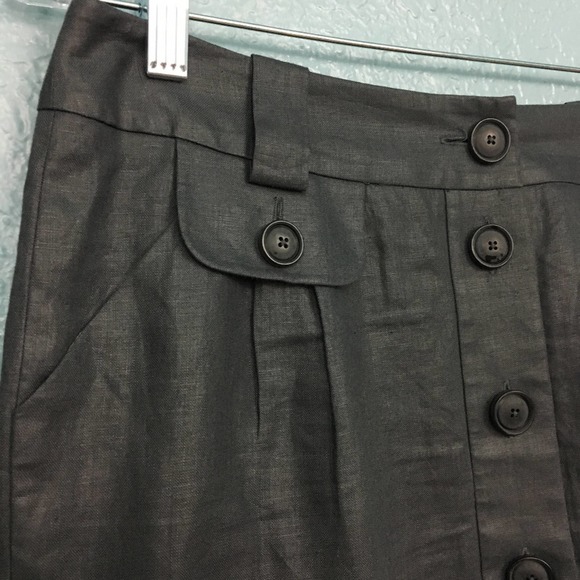 Sine Linen Button Down Metallic Sheen Skirt - Picture 2 of 4